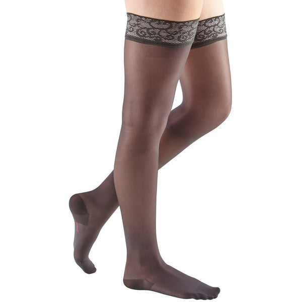 mediven sheer & soft, 15-20 mmHg, Thigh High w/ Lace Top-Band, Closed Toe