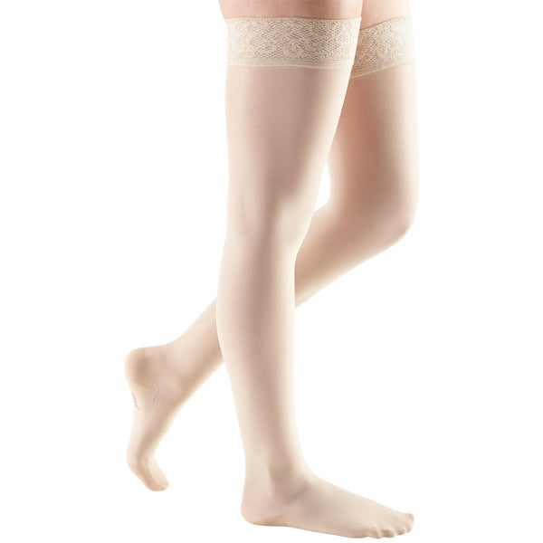 mediven sheer & soft, 15-20 mmHg, Thigh High w/ Lace Top-Band, Closed Toe