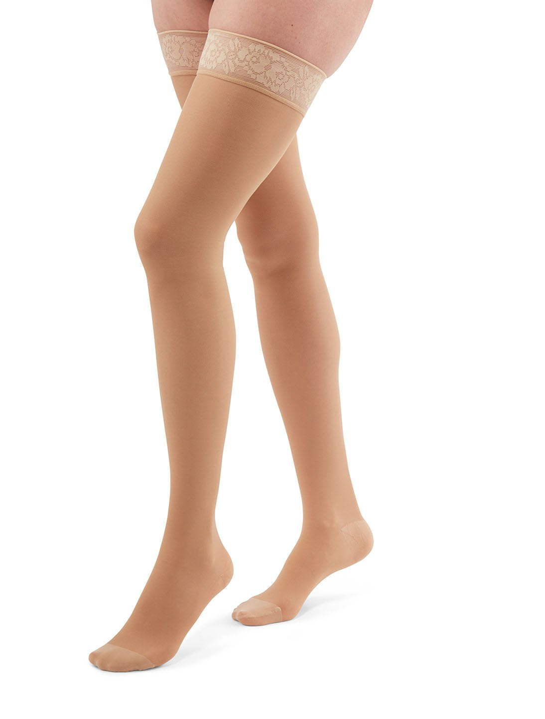 duomed transparent 15-20 mmHg thigh lace topband closed toe standard